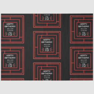 Papel De Seda Videojuego Retro Arcade Neon Kids Cumpleaños