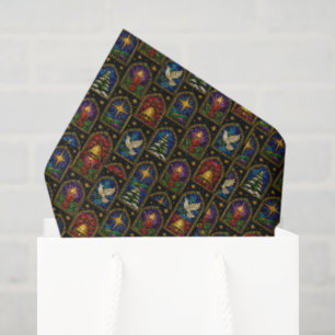 Papel De Seda Vidriera de tonos de joya de Navidad