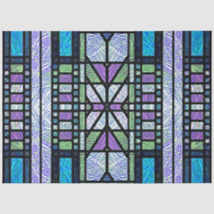 Papel De Seda Vidrio con manchas Art Deco en azul y púrpura