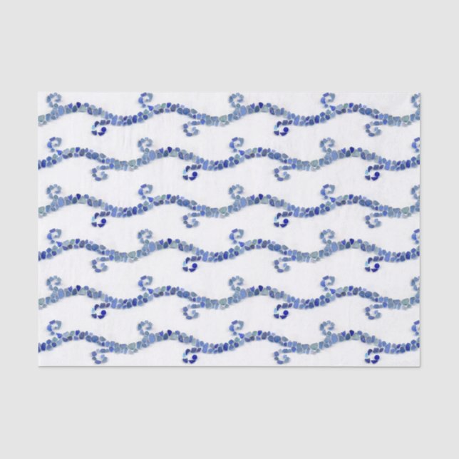 Papel De Seda Vidrio del mar - ondas del azul (Anverso)
