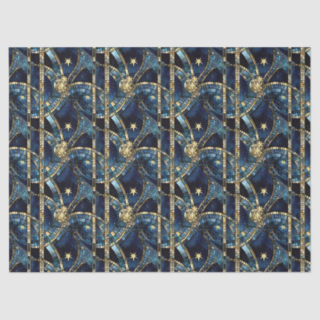 Papel De Seda Vidrio manchado celeste (Anverso)