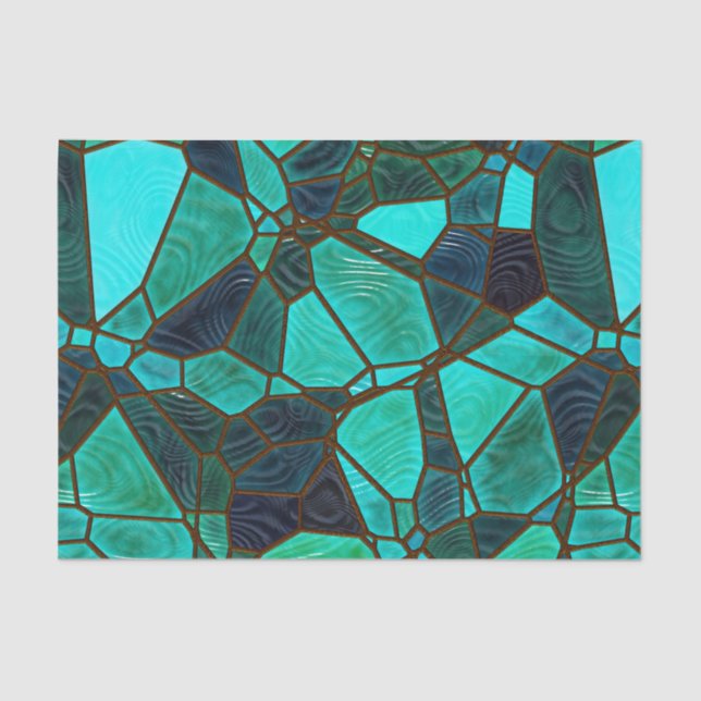 Papel De Seda Vidrio manchado con efecto de vidrio verde y azul  (Anverso)