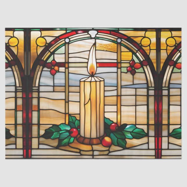 Papel De Seda Vidrio manchado de velas de navidades para decorar (Anverso)