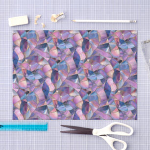Papel De Seda Vidrio Mosaico de Acuarela Rosa Púrpura Azul 