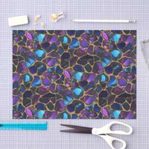 Papel De Seda Vidrio Mosaico de Cristal Teñido de Azul Purpura D