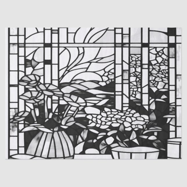 Papel De Seda Vidrio Pintado de Jardín  (Anverso)