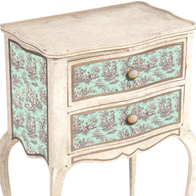 Papel De Seda Vieja floral de menta gris de jouy (Subido por el creador)