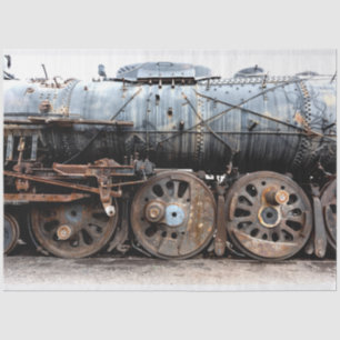 Papel De Seda Vieja Locomotora Track Vintage 20x30 Decoupage