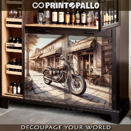 Papel De Seda Vieja motocicleta vintage estacionada cerca de un 