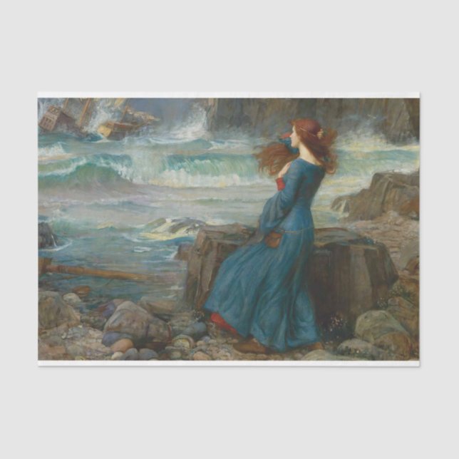 Papel De Seda Vieja mujer vieja mirando al océano (Anverso)