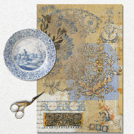 Papel De Seda Vieja Rústica Textura Burlap Francés Decoupage