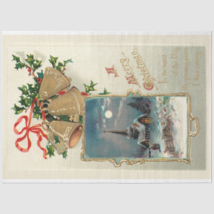 Papel De Seda Viejas campanas navideñas e iglesia rústica en la 