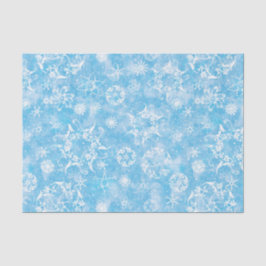 Papel De Seda Viejas copas de nieve navideñas en azul