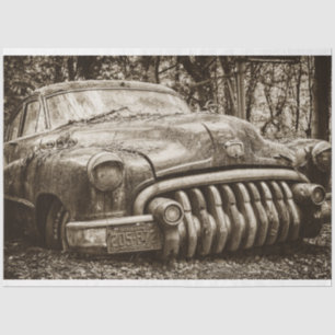 Papel De Seda Viejo coche Jaguar Vieja Sepia 20x30 Decoupage