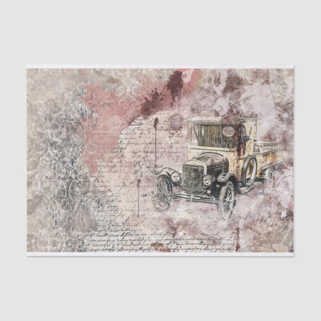 Papel De Seda Viejo Coche Vintage (Anverso)