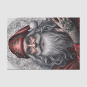 Papel De Seda Viejo Santa Claus de Tatuaje Vintage Nostálgico