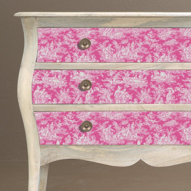 Papel De Seda Viejo toile rosa caliente floral de jouy (Subido por el creador)