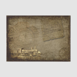 Papel De Seda Viejo tren Steampunk Locomotora Vintage Industrial
