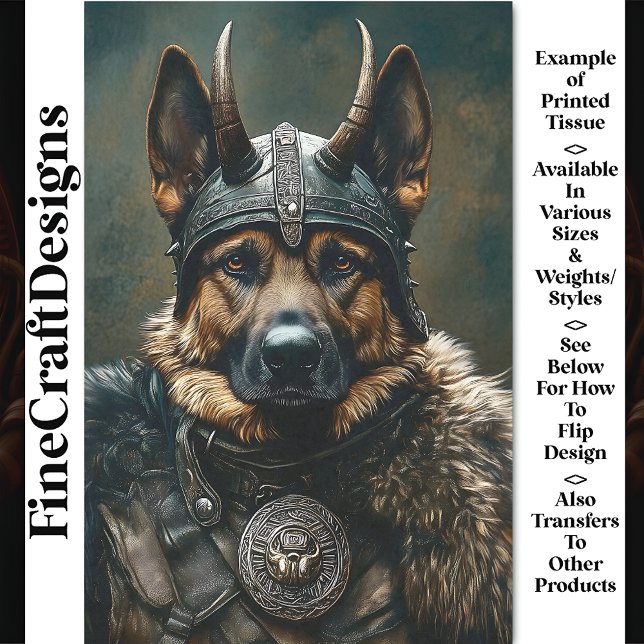 Papel De Seda Viking German Shepherd Dog Warrior BS3 Decoupage (Subido por el creador)