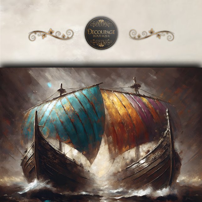 Papel De Seda Viking Sails Choque Decoupage (Viking Sails Clash Decoupage Tissue Paper)
