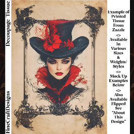 Papel De Seda Villana Femme Fatale Gótica Vintage Decoupage FH8L
