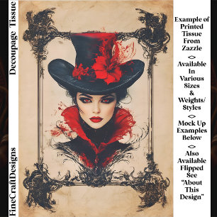 Papel De Seda Villana Femme Fatale Gótica Vintage Decoupage FH8R