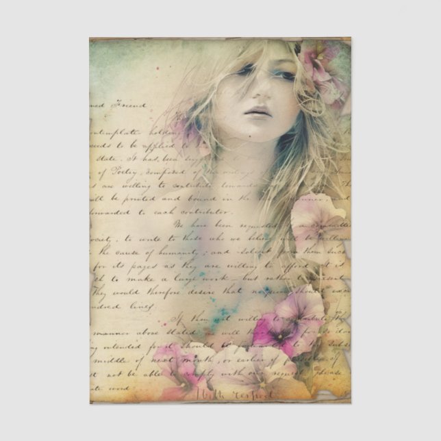 Papel De Seda Viñage Petunia Journal IV (Anverso)