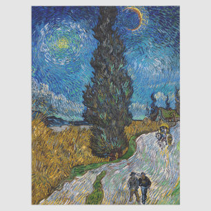Papel De Seda Vincent van Gogh - Camino con ciprés y estrella
