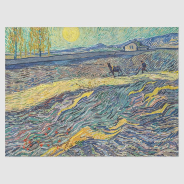 Papel De Seda Vincent van Gogh - Campo con agricultores arados (Anverso)