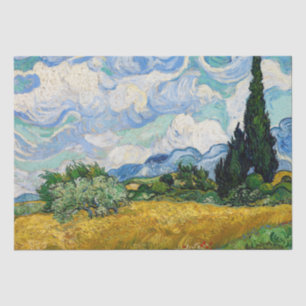 Papel De Seda Vincent Van Gogh - Campo de trigo con cipreses
