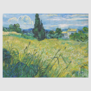 Papel De Seda Vincent van Gogh - Campo de trigo verde con ciprés