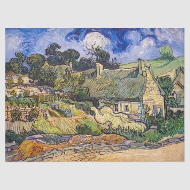 Papel De Seda Vincent Van Gogh - Casas de paja en Cordeville (Anverso)