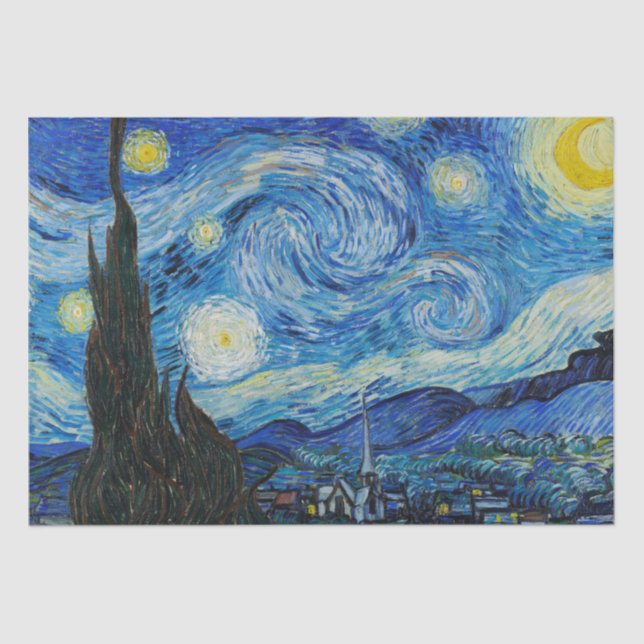 Papel De Seda Vincent Van Gogh La Noche Starry (Anverso)