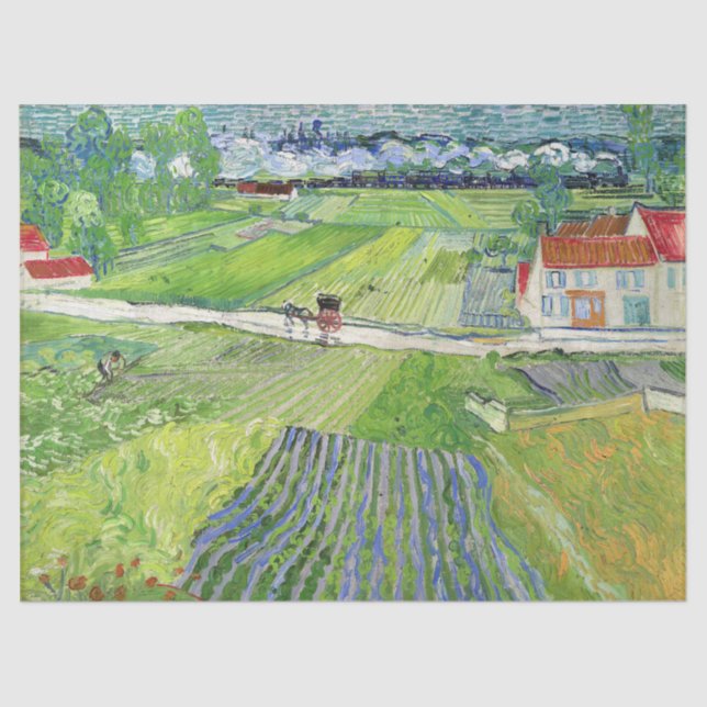 Papel De Seda Vincent van Gogh - Paisaje con Carriaje y Tren (Anverso)