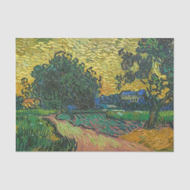 Papel De Seda Vincent van Gogh - Paisaje en Crepúsculo (Anverso)