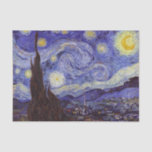 Papel De Seda Vincent Van Gogh Starry Night Vintage Bella Artes<br><div class="desc">Vincent van Gogh Starry Night Bella Artes Painting Starry Night es un cuadro del artista holandés post-impresionista Vincent van Gogh. El cielo azul nocturno está lleno de nubes, estrellas y una luna creciente brillante. La noche estrellada es la única noche de la serie de vistas desde la ventana de su...</div>