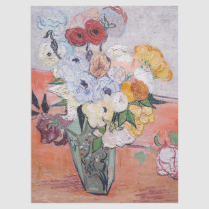 Papel De Seda Vincent van Gogh - Vase con Rosas y anemones