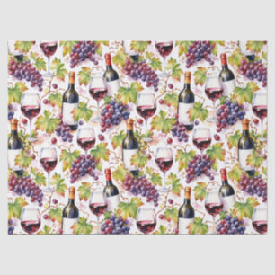 Papel De Seda Viñedo Acuarela de Vino y Uva