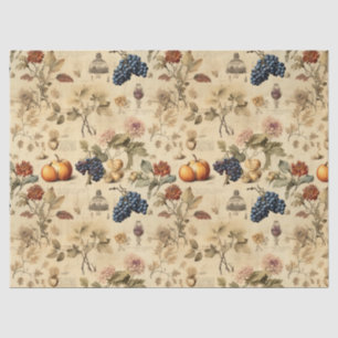 Papel De Seda Viñedo de Otoño Antiguo Calabaza Uva Botánico