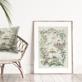 Papel De Seda Viñeta Chinoiserie Jardín Jean-Baptiste Pillement