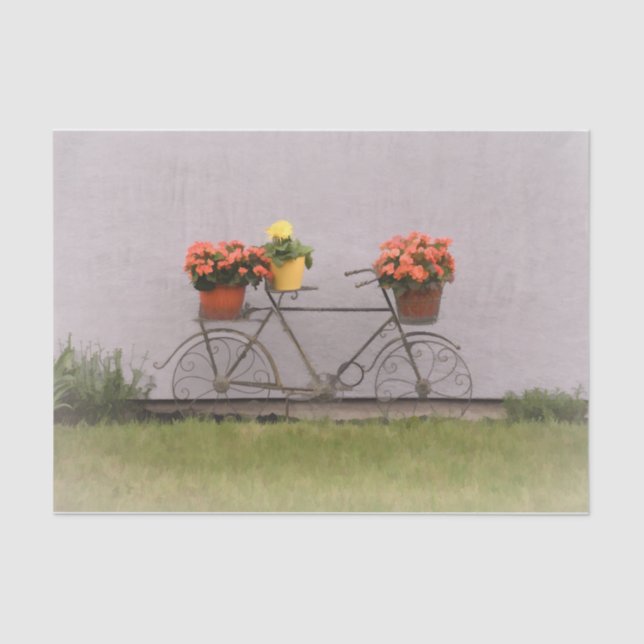 Papel De Seda Viñeta de bicicleta Naranja antiguo Floral Victori (Anverso)