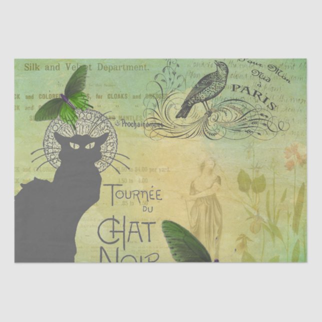 Papel De Seda Viñeta gira por París por Chat Noir Collage (Anverso)