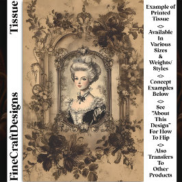 Papel De Seda Viñeta Lady Baroque Frame Sepia CW9L Decoupage