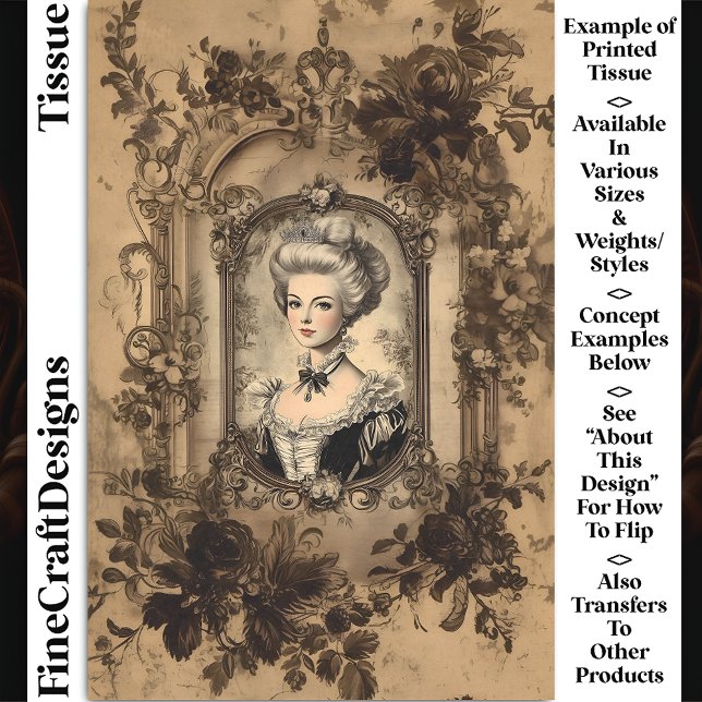 Papel De Seda Viñeta Lady Baroque Frame Sepia CW9L Decoupage (Subido por el creador)