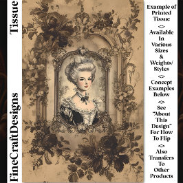 Papel De Seda Viñeta Lady Baroque Frame Sepia CW9R Decoupage