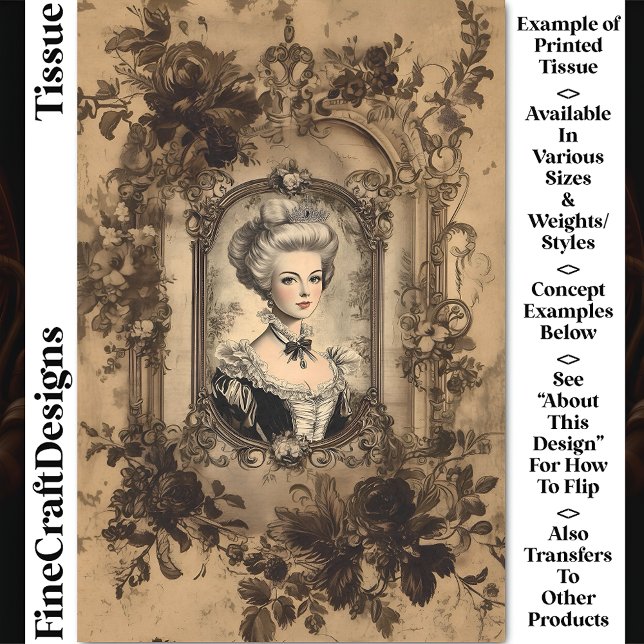 Papel De Seda Viñeta Lady Baroque Frame Sepia CW9R Decoupage (Subido por el creador)