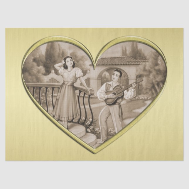 Papel De Seda Viñeta Romance, hombre y mujer, oro (Anverso)