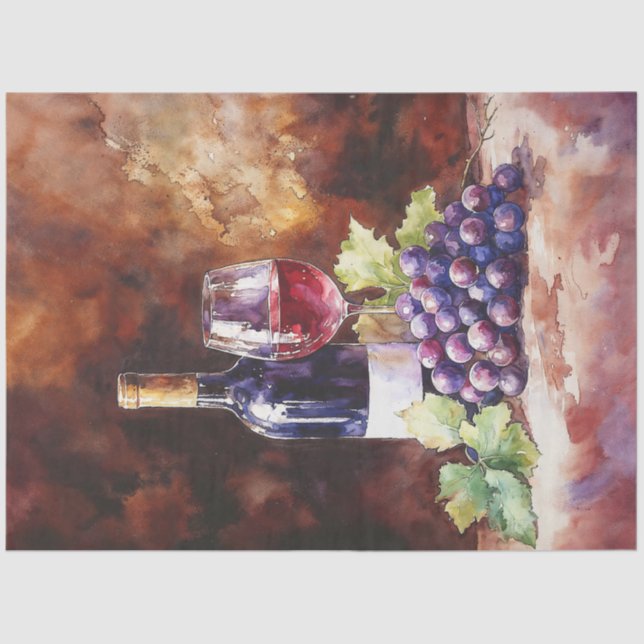 Papel De Seda Vino acuarela (Anverso)