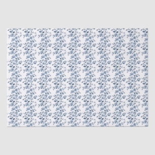 Papel De Seda Vino De Flor Azul Sobre Blanco