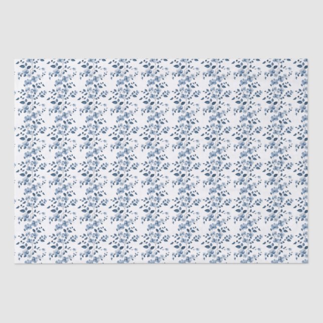 Papel De Seda Vino De Flor Azul Sobre Blanco (Anverso)